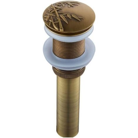 Automatic Push Open Sink Drain Plug for Washbasin, Antique Brass Click-clack Pop-up Waste Plug Without Overflow, Universal Bathroom Accessory Drain System