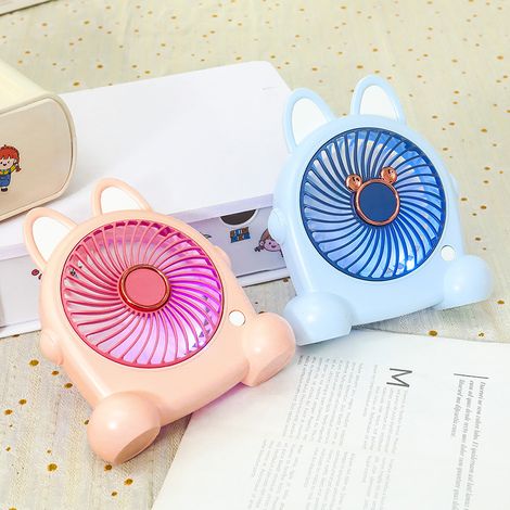 Mini Schreibtischventilator Creme - Rosa, Cartoon-Design, USB-aufladbar-lsw (1/2)
