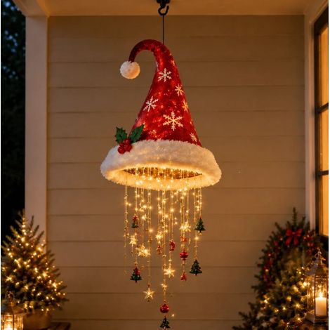Lustre suspendu lumineux en forme de chapeau de Père Noël -- A --