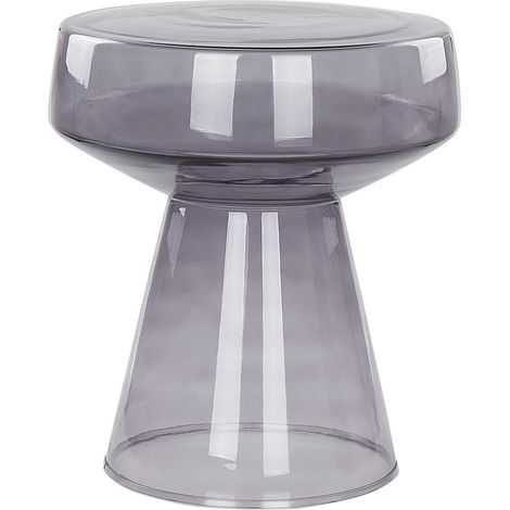 Mesa de centro de cristal con estilo moderno transparente gris y forma redonda Laguna (1/5)