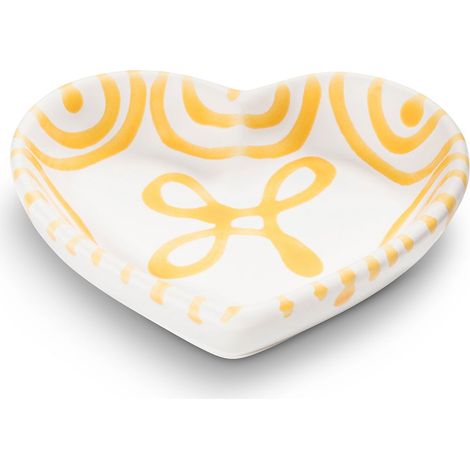 Gmundner Keramik Gelbgeflammt, Herzschale (L:10cm)
