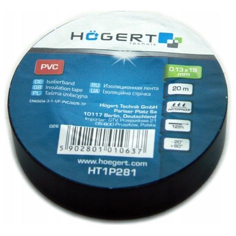 Cinta aislante GTV ht1p281 PVC 19 mm 20 m (1/2)