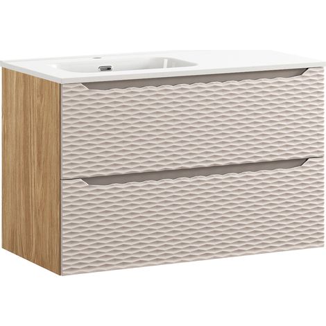 Mobile bagno con lavabo Elora beige e marrone gauche