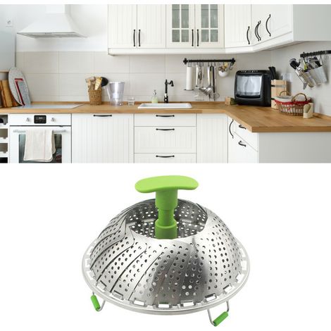 Panier vapeur pliable en acier inoxydable pour la cuisson des légumes et des fruits de mer, avec poignée en ABS (1/5)