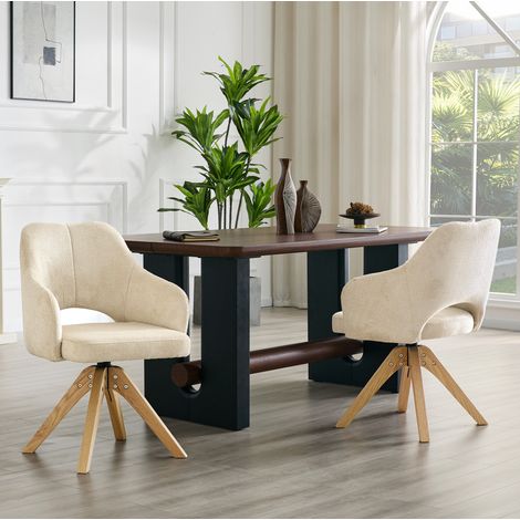 2 sillas giratorias comedor tejido madera 48x45 cm OKMYHOME (1/5)
