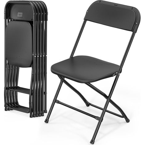 Set de 6 Chaise Pliante, Métal, Matière Synthétique, Empilable, 158Kg, Jardin, Camping (1/5)