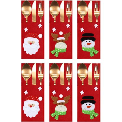 CHRISTMAS CUTLERY COVER 6 PCS KF333 DARK RED