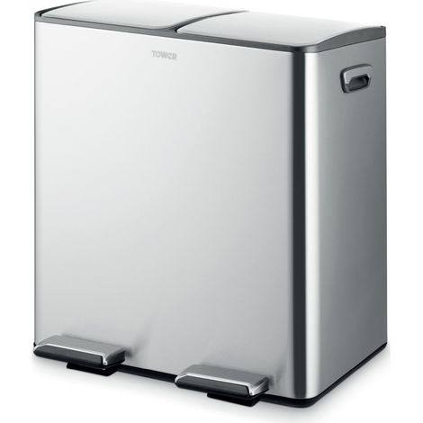 Tower 40L Recycling Pedal Bin, Stainless Steel T838022SS (1/5)