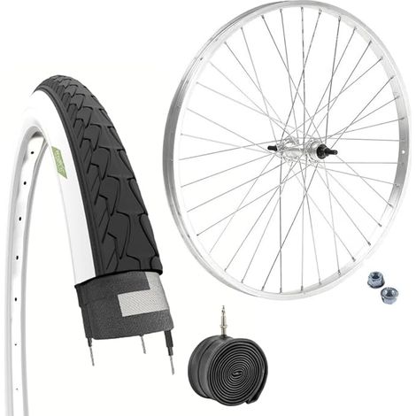 Cerchio Posteriore 28 x 1.75 Ruota in Alluminio 1V + Copertone Bianconero 700X35C x Bici CityBike Stradale Olandese