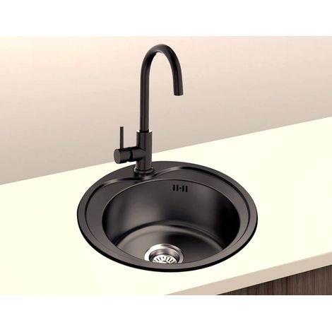 Fregadero Acero Negro Pavonado Mod. Estambul 49 cm Sobre Encimera
