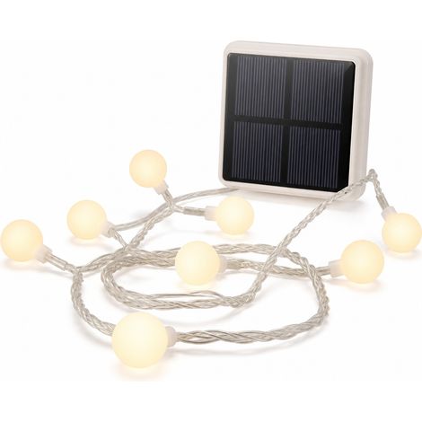 Guirlande Lumineuse LED Solaire Étanche à Petites Boules Blanches, Blanc Chaud, 100 LED pour Extérieur, Tente et Camping (1/5)