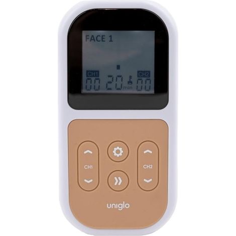 TensCare K-UNIGLO Uniglo Stimolatore Muscolare con Microcorrenti 8 Programmi 18 Elettrodi 0 - 90 mA Batteria LiPo colore Nero Arancione (1/2)
