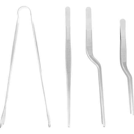 4 teiliges Set for Umpflanzen von Sämlingen Edelstahl Zangen