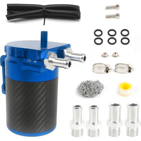 Nicht poröser, atmungsaktiver Flachkopf-Ölkanister aus Kohlefaser mit Stahlwolle, Abgasrückgewinnungskanister, Filterkanister, 300 ml – Blau (1/4)