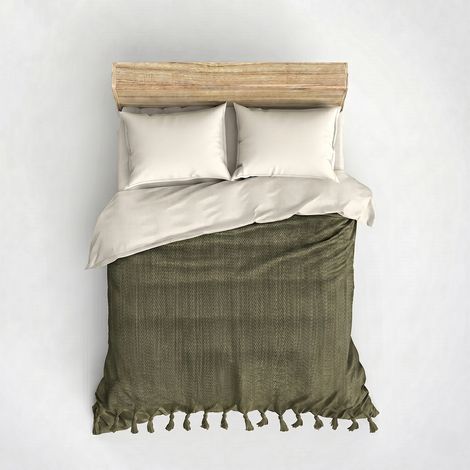 Coperta estiva in piqué Pique 100% RECYCLED Khaki (1/4)