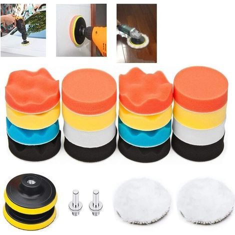 22-teiliges Polierschwamm-Set für Autos mit Adapter-Kit für 3-Zoll-Polierpads (1/4)