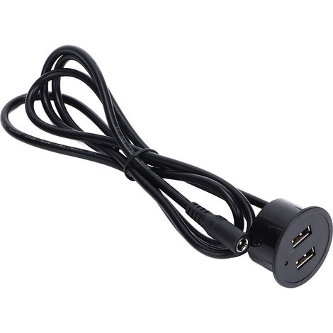 Prise Double USB 5V 1A avec Câble Intégré 1.5m pour Charge Mobile, Caméra, Tablette - Installation Encastrée DC5521