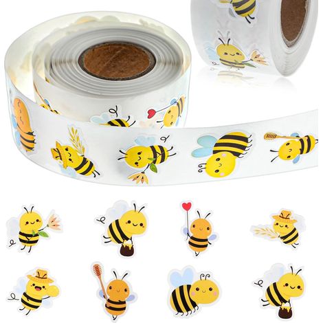 Lot de 500 autocollants pour enfants, motif d'abeilles, autocollants ronds d'animaux de la forêt, autocollants animaux de la forêt (1/5)