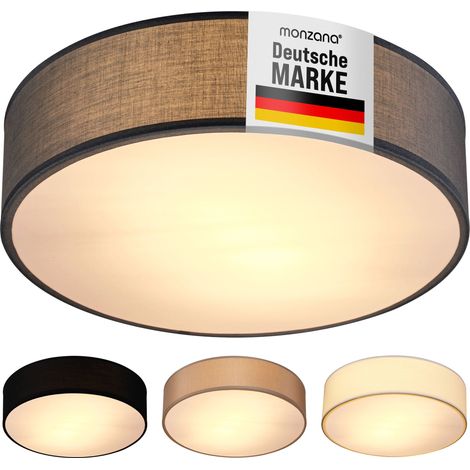 Plafonnier en tissu 2 flammes 38 cm E27 lampe éclairage salon chambre bureau Gris
