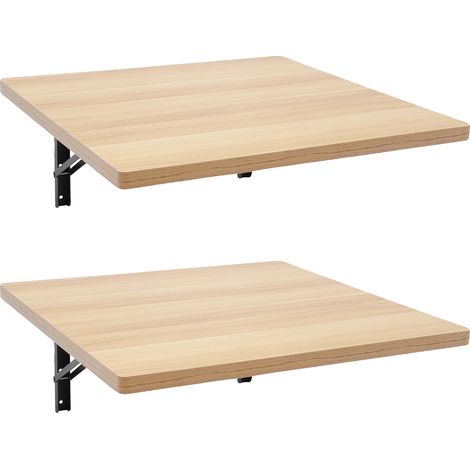 Mesa de trabajo plegable, diseño para montaje en pared, capacidad de carga de 230 kg, color madera. (1/2)
