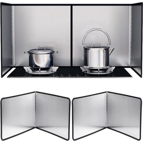 Pare-éclaboussures pliable pour mur et plaque de cuisson, avec revêtement antiadhésif, protection anti-éclaboussures pour casseroles et poêles. (1/5)