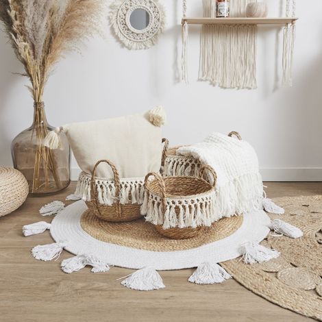 Lot de 3 Paniers - HOME DECO FACTORY - Tressés - Gigognes - Marron et Beige (1/5)