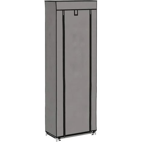 Meuble à chaussures avec couvercle, gris, 57x29x162 cm, tissu. (1/5)