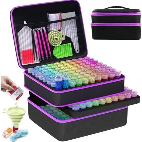 Caja de almacenamiento de accesorios de pintura de diamantes, con 240 ranuras, para pintura de diamantes bordado pintura de diamantes (1/4)