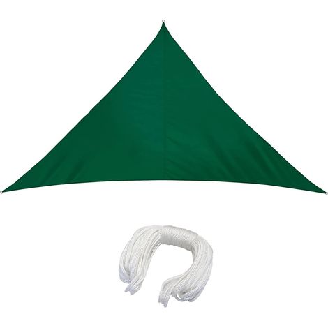 Voile d'ombrage vert foncé 300 x 300 x 300 cm, pare-soleil triangulaire isocèle, auvent de protection UV, hydrofuge, pare-soleil pour terrasse, jardin, balcon, tissu polyester (1/4)