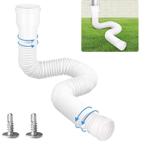 Kit Flexible Rallonge de Gouttière, Extension de Gouttière Ronde pour Descente de Gouttière 80/100 mm, Prolongation de Tuyau Ajustable de 47 à 150 cm (Blanc, 1 Pièce) (1/5)