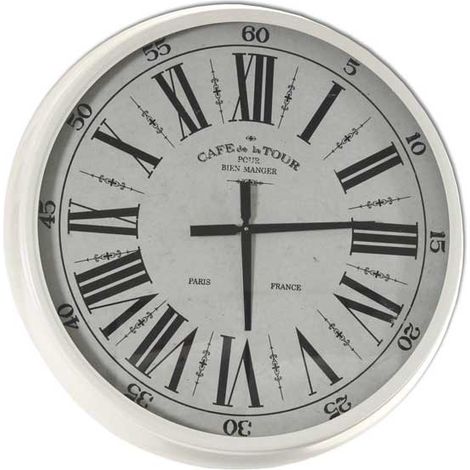 OROLOGIO MAXI DA PARETE IN METALLO E VETRO CON NUMERI ROMANI 76X12 CM BIANCO (1/2)