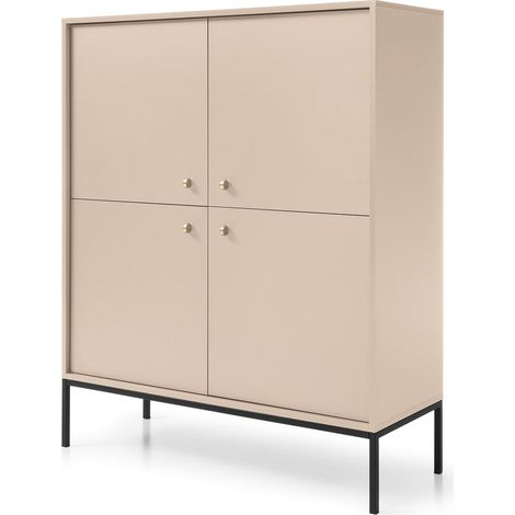 Cassettiera, beige sabbia, 103,5 x 125,5 x 39 cm, gambe nere (1/5)