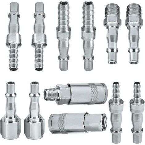 Conectores de aire, 12 racores de aire, racores de manguera de aire BSP de 6,35 mm para mangueras de 6, 8 y 10 mm. (1/5)