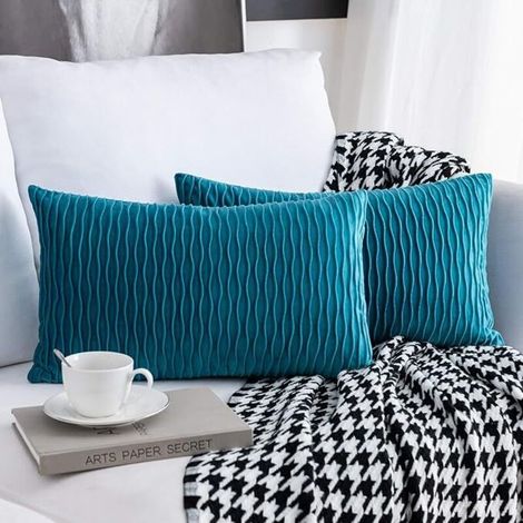 Ahlsen Samt-Kissenbezug, Set mit 2 dekorativen Kissenbezügen, einfarbiges Muster, quadratische Kissenbezüge, moderne Kissenbezüge für Zuhause, Wohnzimmer, Sofa, Schlafzimmer, Dekoration, 30 x 50 cm, T