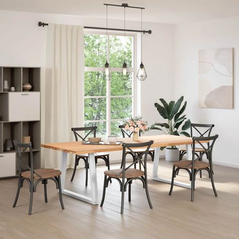 Maison Exclusive - Esstischbeine V-Form 2 Stück Weiß 90x(72-73,3)