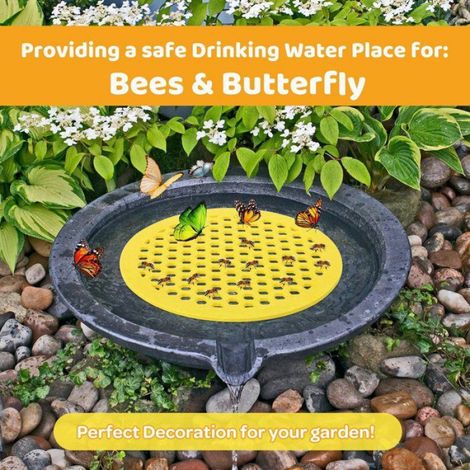 Abreuvoir Flottant Pour Abeilles, Lot De 4, Ronde 20 cm, Plateau Nid D’abeille, Jardin/Balcon, Jaune (1/4)