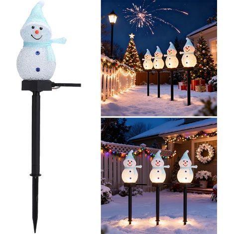 Lampe solaire de Noël en forme de bonhomme de neige, lampe de jardin solaire étanche, Lumière de chemin de Noël extérieure, décorations de Noël (1/5)