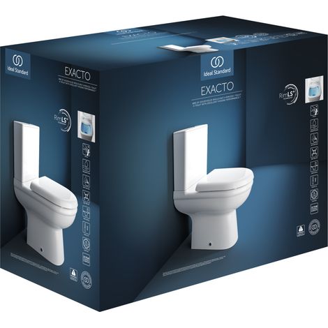 Paquete combinado de inodoro de pie EXACTO sin borde de descarga, con tapa blanda, 365 x 620 blanco IDEAL STANDARD (1/2)