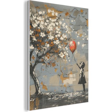 Acoustic Felt Wall Art Tree - Graffiti - Banksy Style - Balloon Girl 60x80 cm (1/5)