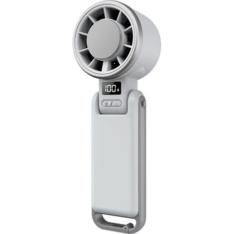 Ventilador portátil de mano, flujo de aire turbo, función de enfriamiento por hielo, BLANCO (1/2)
