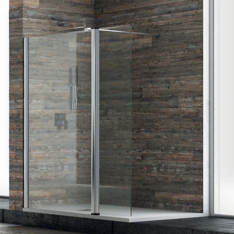 Ogomondo walk-in doccia con anta basculante e staffa cristallo 8 mm misure 97-99xh200 cm - confezione 1 (1/5)