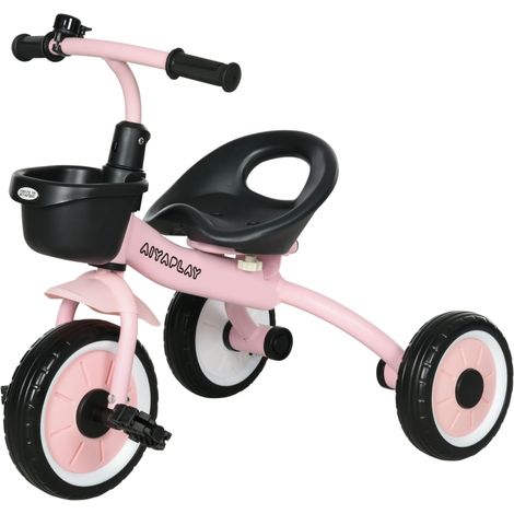 Dreirad für Kinder 2-5 Jahre, höhenverstellbarer Sitz, Klingel, Fahrradkorb, Metallrahmen, Rosa (1/5)