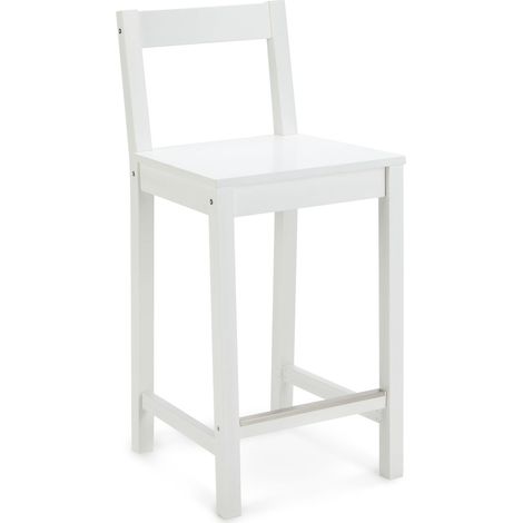 Tabouret de comptoir de cuisine en bois blanc avec un dossier, tabouret de bar et de salle à manger, montage facile, moderne, 88 cm de haut (1/5)