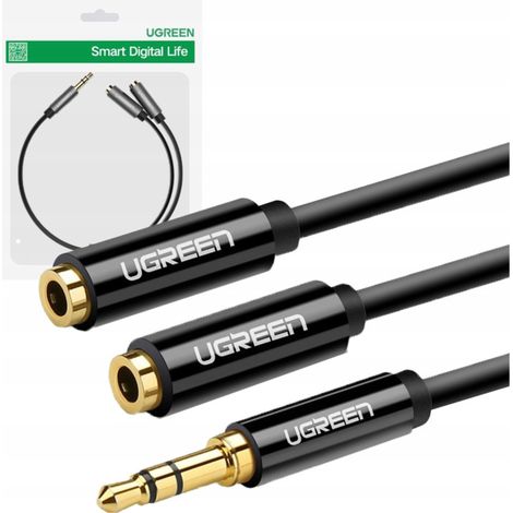 Ugreen divisor de auriculares de 35 mm minijack aux 25 cm - negro
