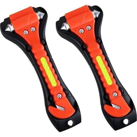 Lot de 2 brise-vitres de voiture, coupe-ceinture de sécurité, marteau de sécurité, outil d'évacuation de voiture (1/4)