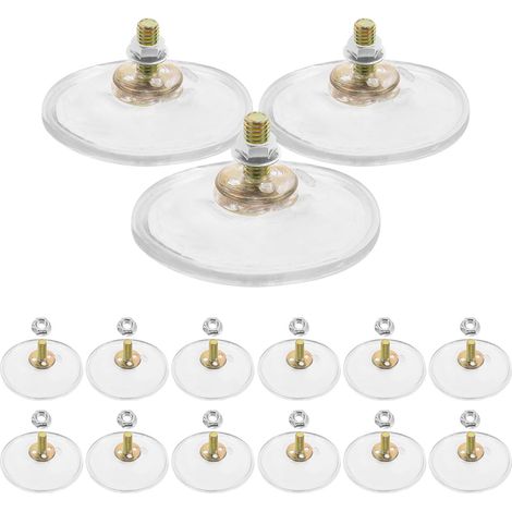 Lot de 15 Ventouses à Vis M6 Transparentes 55 CM en PVC Épais Crochets à Ventouse Adhésifs pour Verre Fixation Murale et Support pour Table Protection Sols et Usage Salle de
