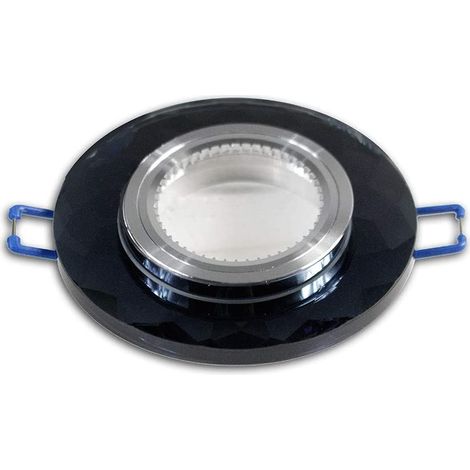 Portafaretto incasso per faretto tondo in vetro effetto specchio taglio di diamante nero argento blu marrone foro 50 mm nero (1/2)