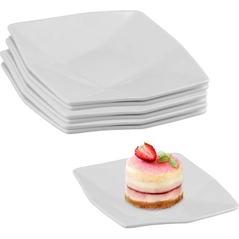 6 Assiettes de Service Carrées en Porcelaine Service de Table Blanc (1/5)