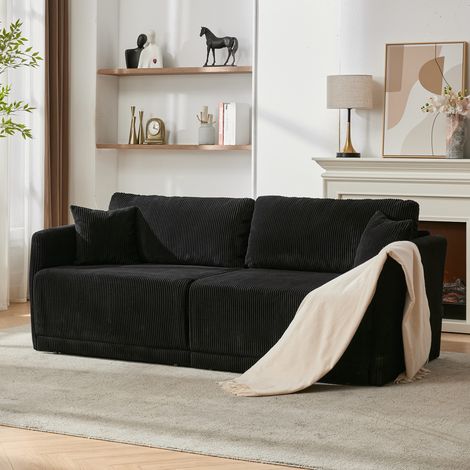 Canapé convertible 2 places 183x84x62 cm en tissu noir, gain de place pour salon FloraGrace (1/5)