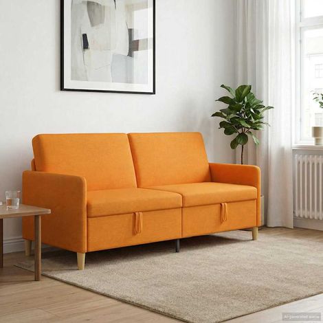 Canapé 3 places avec rangement en polyester jaune foncé, 192 x 78 x 87 cm - PANGIVO (1/5)